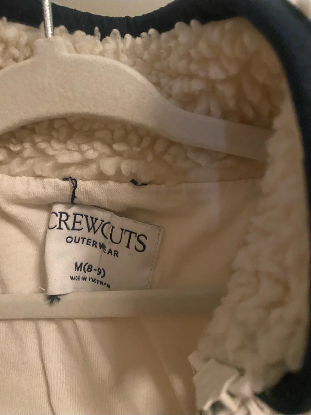 Crewcuts Cream Sherpa Jacket with Black Trim